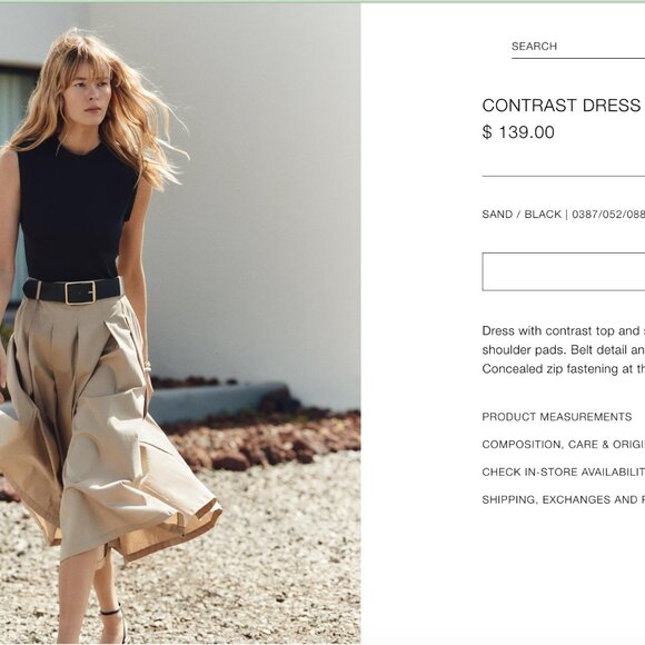 Zara contrast dress with shoulder pad NWOT - Picture 8 of 9